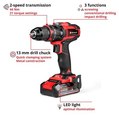 2. Einhell TE-CD 18/44 Li 1x2.5Ah Cordless Screwdriver