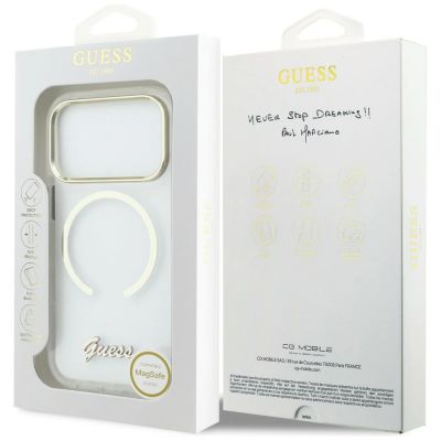 8. Guess IML Script Metal MagSafe Case for iPhone 17 Pro - Clear