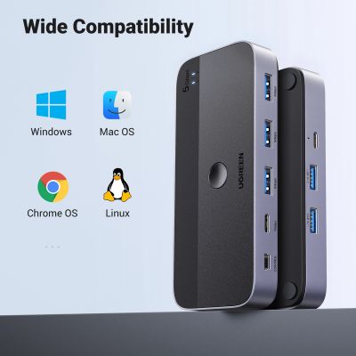 5. Ugreen CM662 USB 3.0 switch 2-in-4 switch + 2x USB-A cable - black