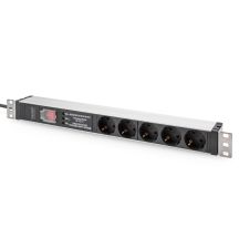 Digitus Power strip with aluminum profile and switch, surge protection, integrated mains filter, 5 sockets with contacts