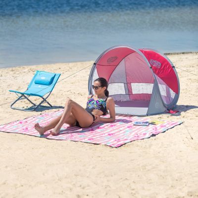 12. NILS CAMP NC3142 Self-Placing Beach Tent Red-Gray