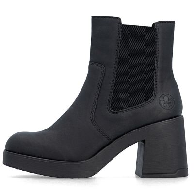 3. Women's Chelsea boots with a block heel, insulated, black, Rieker 58081-00