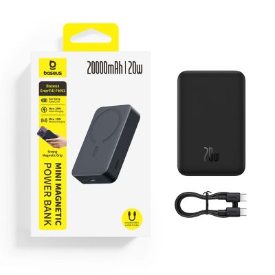4. Baseus EnerFill FM41 20000mAh 20W Magnetic Power Bank with 30cm USB-C to USB-C Cable - Black