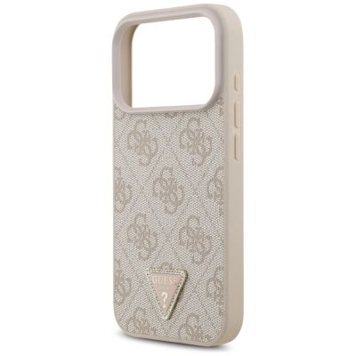 6. Guess Leather 4G Triangle Strass MagSafe Case for iPhone 18 Pro / 17 Pro - Pink