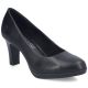 6. Rieker 41560-01 black leather pumps with a block heel