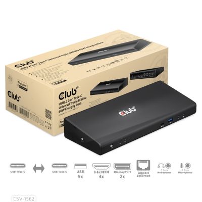 6. CLUB3D CSV-1562 Docking Station USB 3.2 Gen 1 (3.1 Gen 1) Type-C Black