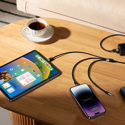 10. 3in1 USB - micro USB / Lightning / USB C 3.5A 1.2m cable Baseus StarSpeed - black