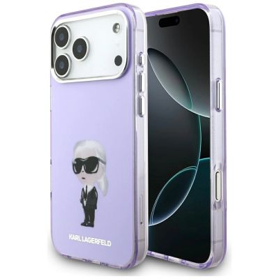 Karl Lagerfeld IML Aquarelle Karl & Choupette & Logo MagSafe Case for iPhone 17 Pro Max - Purple