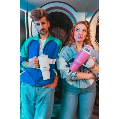 17. Kambukka Rio Tumbler 950ml Frosty Coconut Thermo Mug with Telescopic Straw