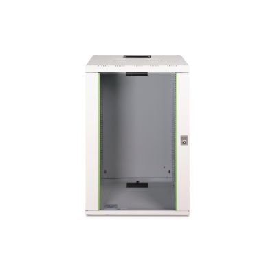 3. Digitus Unique 19" 20U wall-mounted network cabinet 600x450, glass door, gray, undivided, assembled, 100kg