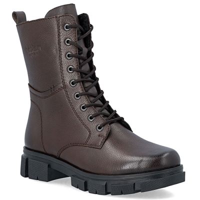 Women's leather ankle boots, insulated, brown