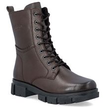 Women's leather ankle boots, insulated, brown