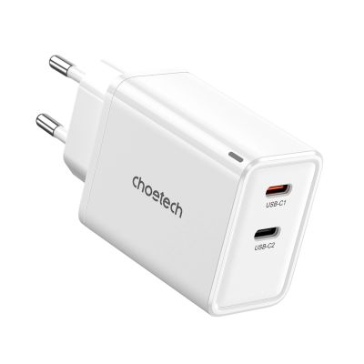 2. Choetech PD6013 2x USB-C PD 65W GaN wall charger - white