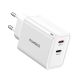 2. Choetech PD6013 2x USB-C PD 65W GaN wall charger - white