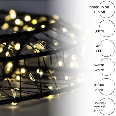 6. Decorative Christmas LED Wreath, Tire Design, 480 LEDs, 38 cm, Black