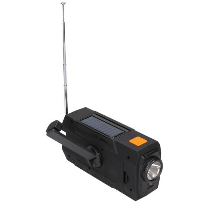 49. Extralink Solar Emergency Radio with Crank Dynamo Powerbank 4000mAh with SOS Flashlight SR-4000 Portable Analog Black, Orange