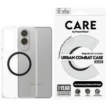 CARE by PanzerGlass Flagship Urban Combat Black QI Case for Samsung Galaxy S25 Edge - Transparent