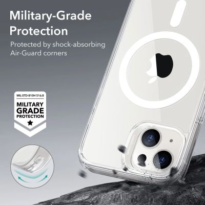 4. ESR Classic Hybrid Halolock Case with MagSafe for iPhone 13 / iPhone 14 - Clear