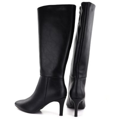 5. Women's leather boots with a high heel, insulated, black Sergio Leone KZ-30-S