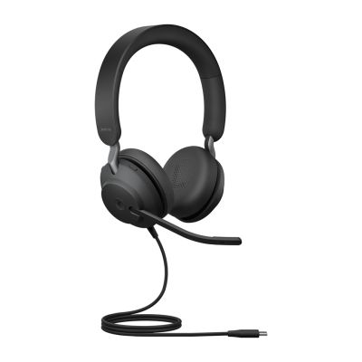 2. Jabra Evolve2 40 SE MS Stereo On-Ear Headphones, USB-C, Black