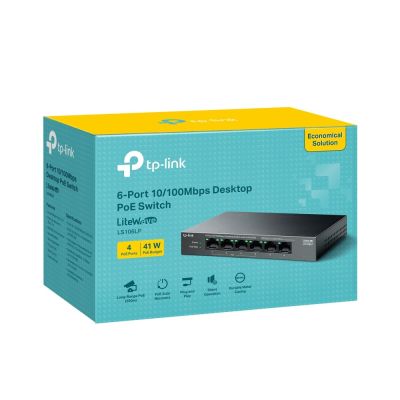 4. TP-Link LiteWave LS106LP Network Link Unmanaged Fast Ethernet (10/100) PoE Support Black