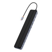 Baseus EliteJoy Gen2 Universal 12-in-1 USB HUB with 25cm USB-C Cable, Notebook Stand, USB-A / USB-C / DP / HDMI / SD / TF / RJ45 / 3.5mm Jack / PD 100W Gray (WKSX030213)