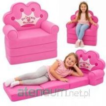 Reclining Armchair Sofa Lounger with Crown 2in1 For Children Soft Pink