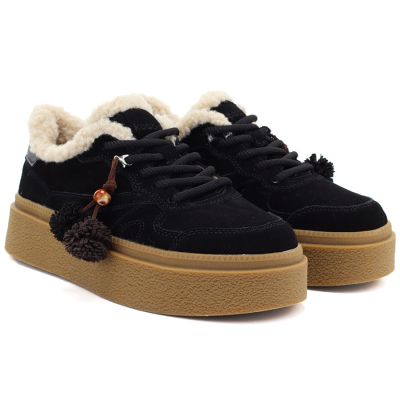 4. Black Kobbo 79665 leather insulated platform shoes