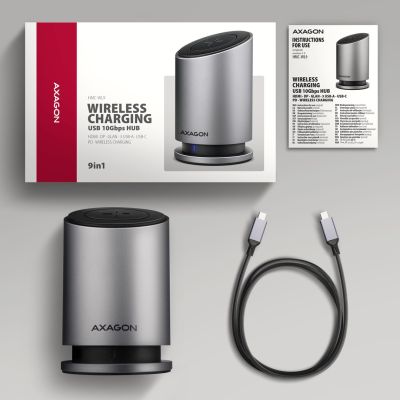 10. Axagon HMC-WL9 Wired USB 3.2 Gen 2 (3.1 Gen 2) Type-C Docking Station, Grey