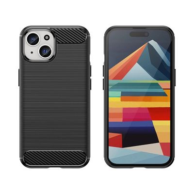 5. Flexible Carbon Case with a carbon pattern for iPhone 15 - blue