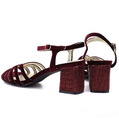 4. Women's Burgundy Block Heel Sandals D&A by S.Barski SR61-0102