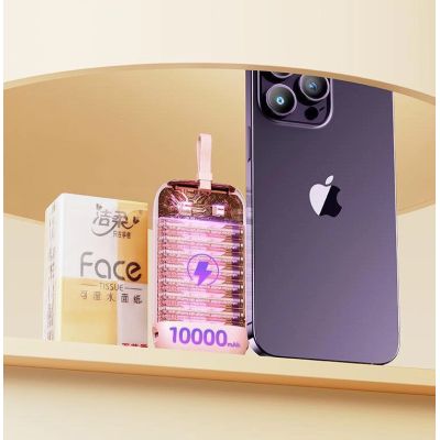 13. Joyroom mini powerbank 10000mAh Colorful Series 22.5W with 2 built-in USB C and Lightning cables pink (JR-L012)