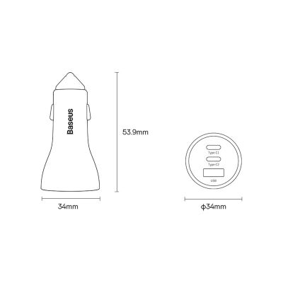 17. Baseus Golden Contactor Pro car charger USB-A + 2x USB-C 65W dark gray (CGJP010013)