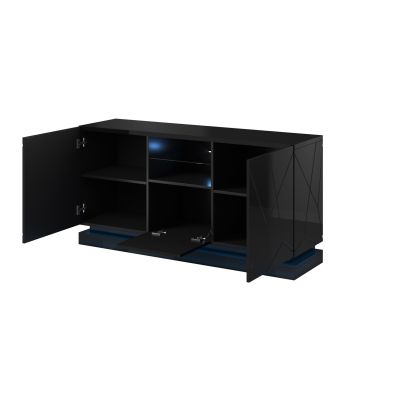 2. QIU 2D1K chest of drawers 150x41.5xH75 gloss black/gloss black