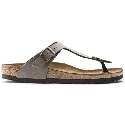 5. Birkenstock Gizeh Birko-Flor Nubuck Stone Regular Women's Flip-Flops Gray-Beige Wide (43391)