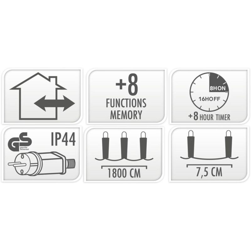 9. CHRISTMAS TREE LIGHTS LIGHT CHAIN 240 LED TIMER COOL WHITE