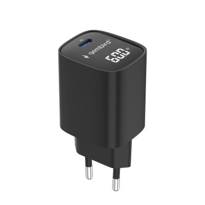 3. GEMBIRD 1-PORT FAST POWER CHARGER (PD) USB TYPE-C, 60W, LCD, BLACK