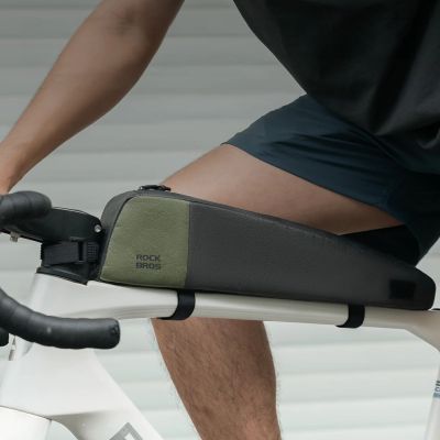 4. Rockbros DB005 Top Tube Bike Bag 0.9L - Black and Green
