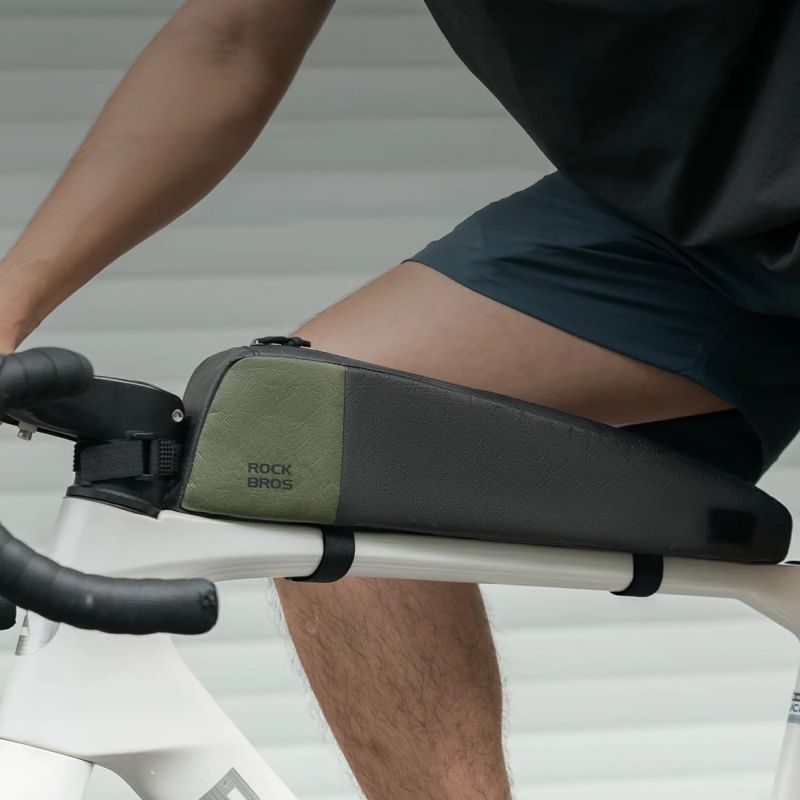 4. Rockbros DB005 Top Tube Bike Bag 0.9L - Black and Green