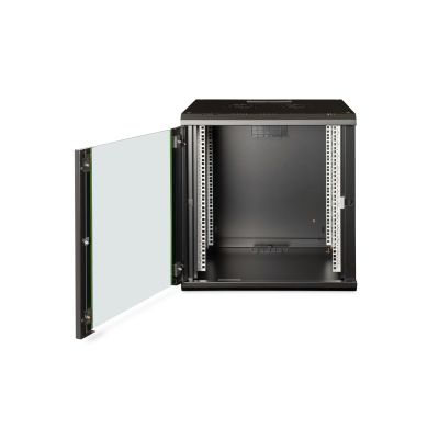 25. Digitus Unique 19" 12U 600x600 wall-mounted network cabinet, glass door, black, undivided, assembled, 100kg