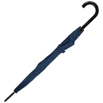 4. Long Semi-Automatic Umbrella with Curved Handle, Navy Blue, SEMI LINE