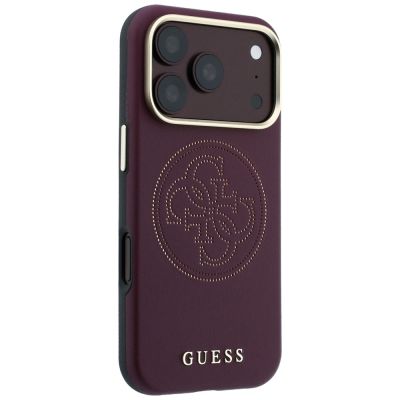 4. Guess Perforated 4G Gold Logo Magsafe Case for iPhone 18 Pro / 17 Pro - Burgundy