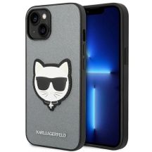 Karl Lagerfeld Saffiano Choupette Head Patch case for iPhone 14 - silver