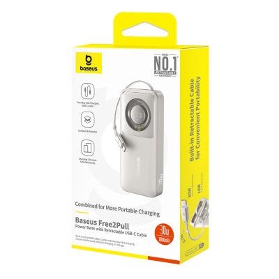 4. Baseus Free2Pull 10000mAh 30W powerbank with USB-C port and retractable USB-C cable - gray