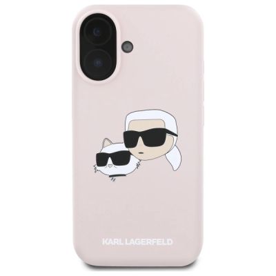 3. Karl Lagerfeld Silicone Nauble Heads Print MagSafe Case for iPhone 16 - Pink
