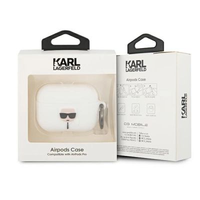 3. Karl Lagerfeld KLACAPSILGLWH AirPods Pro cover biały/white Silicone Ikonik