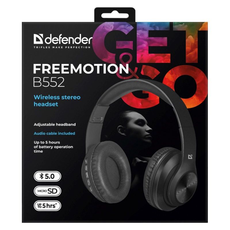 6. DEFENDER FREEMOTION B552 Wireless Over-Ear Headphones, Black 63552