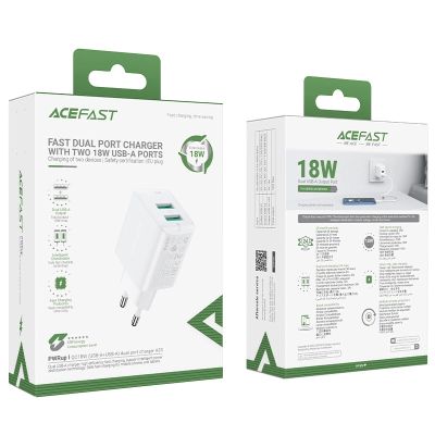 5. Acefast charger 2x USB 18W QC 3.0, AFC, FCP white (A33 white)