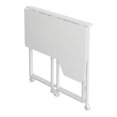 8. MACLEAN FOLDING DESK TABLE WITH WHEELS MACLEAN FOLDING DESK TABLE, WHITE, MOBILE, 100X65CM, MAX. 50KG, ANGLED, SHAPE