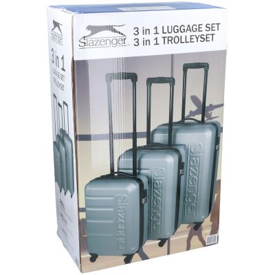 56. SET OF 3 SUITCASE 18, 22, 26 INCHES SILVER SLAZENGER